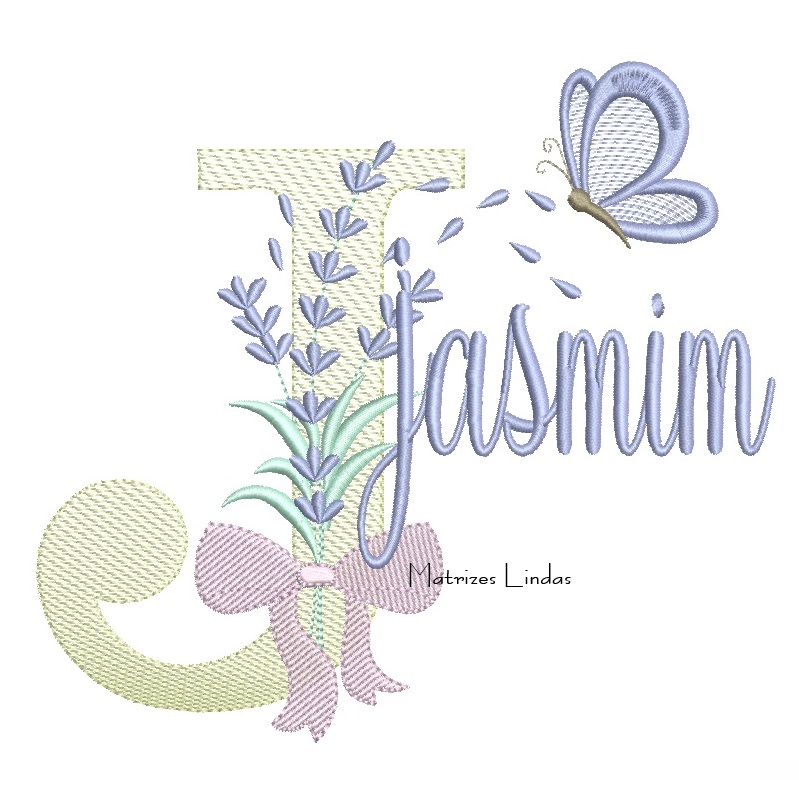 Matriz de Bordado - Nome Jasmim Lavanda com Laço Matriz de Bordado - Nome Jasmim Lavanda com Laço