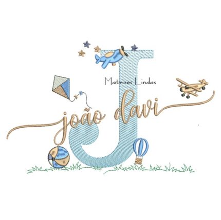 Matriz de Bordado - Nome João Davi com brinquedos