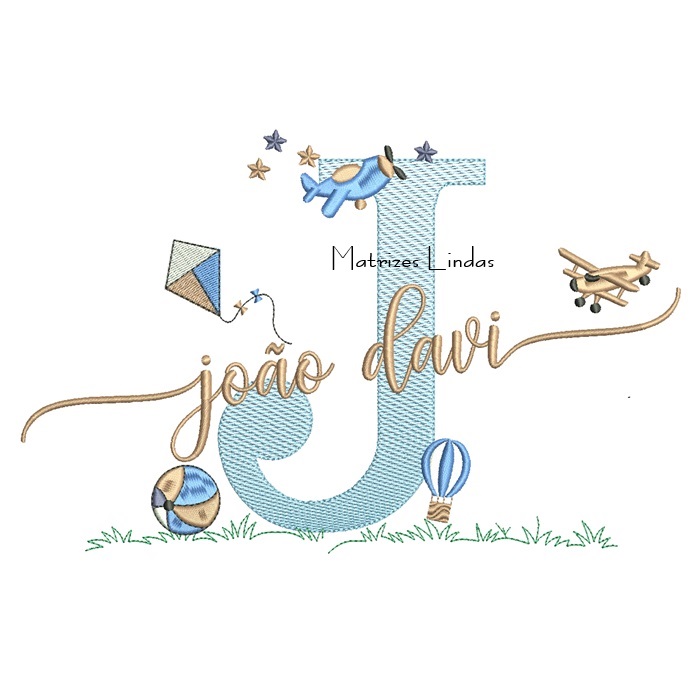 Matriz de Bordado - Nome João Davi com brinquedos Matriz de Bordado - Nome João Davi com brinquedos