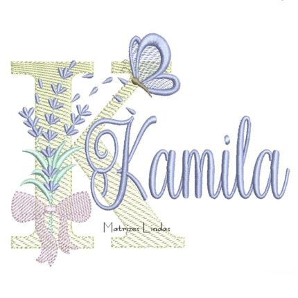 Matriz de Bordado - Nome Kamila Lavanda com Laço