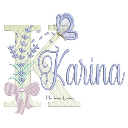 Matriz de Bordado - Nome Karina Lavanda com Laço