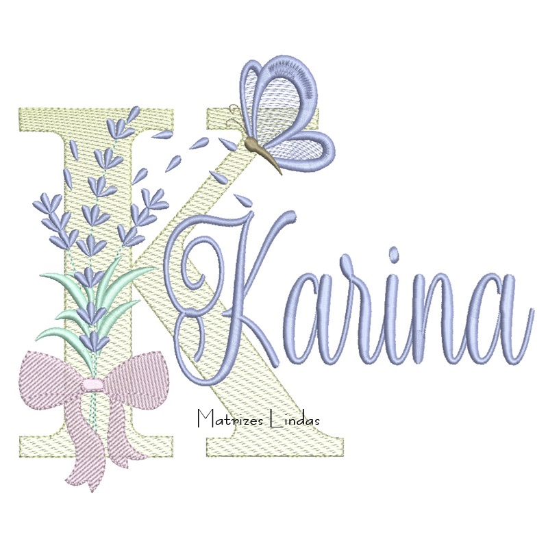Matriz de Bordado - Nome Karina Lavanda com Laço Matriz de Bordado - Nome Karina Lavanda com Laço