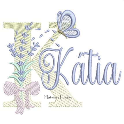 Matriz de Bordado - Nome Kátia Lavanda com Laço