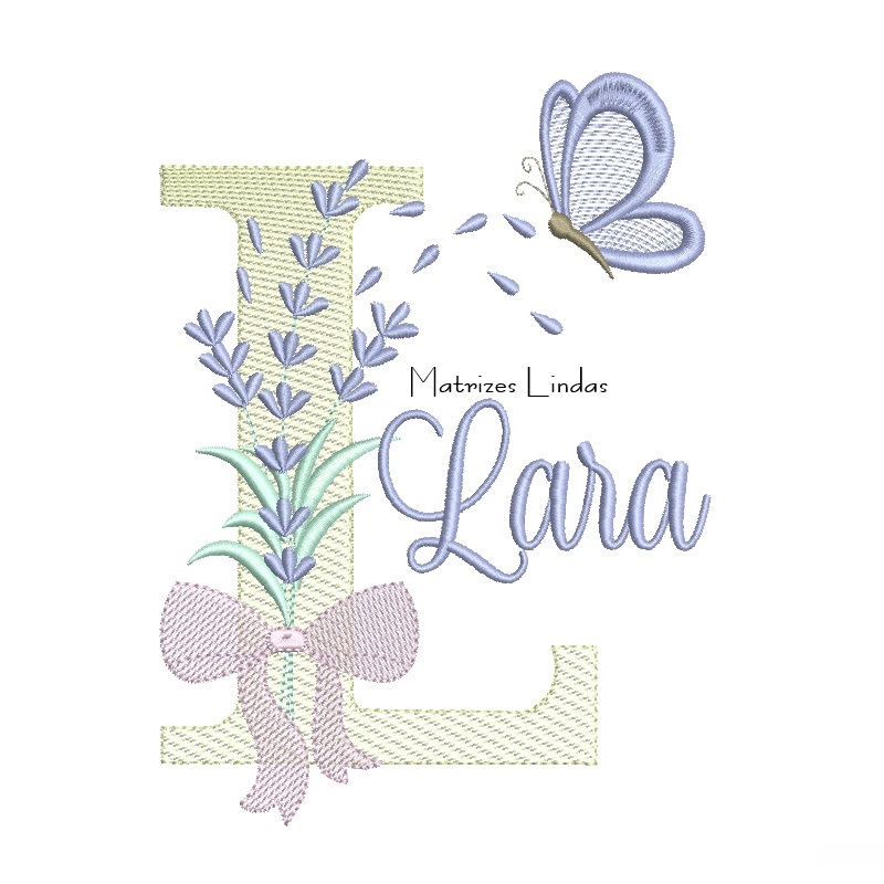 Matriz de Bordado - Nome Lara Lavanda com Laço Matriz de Bordado - Nome Lara Lavanda com Laço