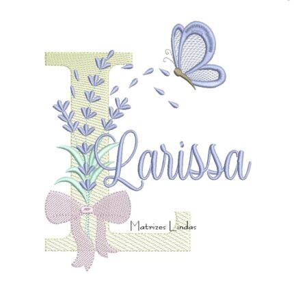 Matriz de Bordado - Nome Larissa Lavanda com Laço