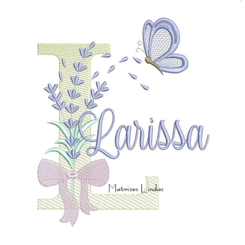 Matriz de Bordado - Nome Larissa Lavanda com Laço