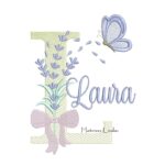 Matriz de Bordado - Nome Laura Lavanda com Laço
