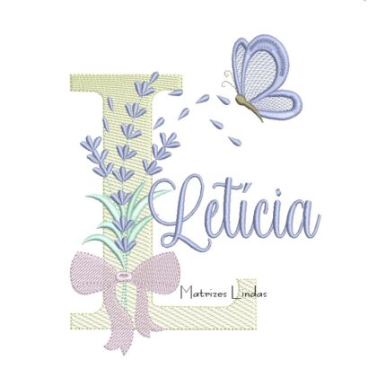Matriz de Bordado - Nome Letícia Lavanda com Laço