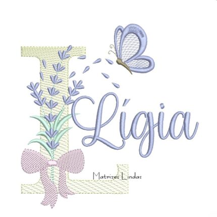 Matriz de Bordado - Nome Lígia Lavanda com Laço