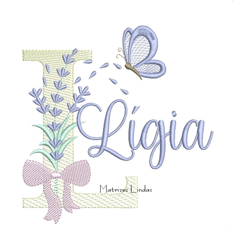 Matriz de Bordado - Nome Lígia Lavanda com Laço