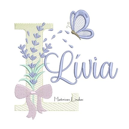 Matriz de Bordado - Nome Lívia Lavanda com Laço