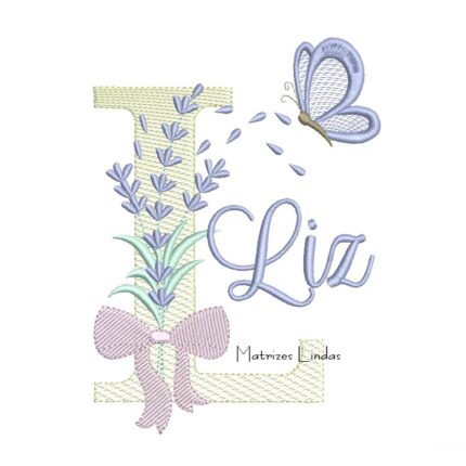 Matriz de Bordado - Nome Liz Lavanda com Laço