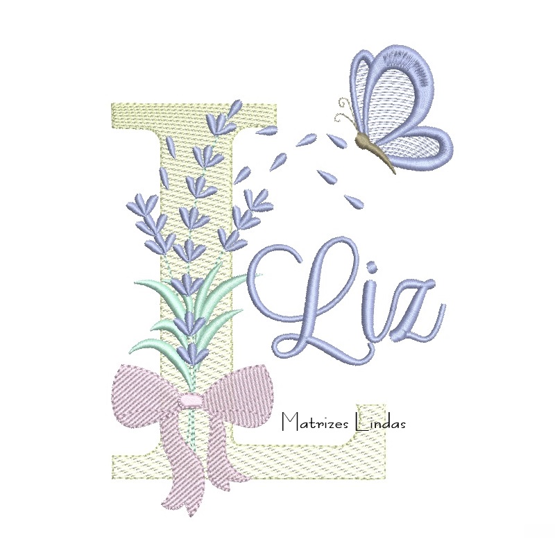 Matriz de Bordado - Nome Liz Lavanda com Laço