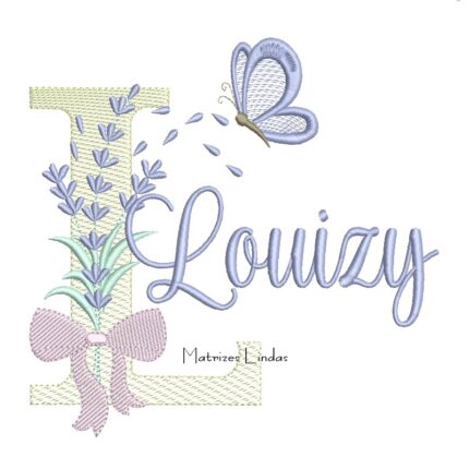 Matriz de Bordado - Nome Louizy Lavanda com Laço