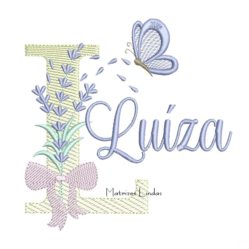 Matriz de Bordado - Nome Luíza Lavanda com Laço