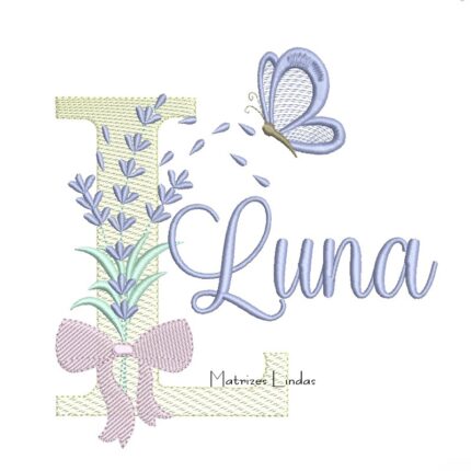 Matriz de Bordado - Nome Luna Lavanda com Laço