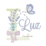Matriz de Bordado - Nome Luz Lavanda com Laço