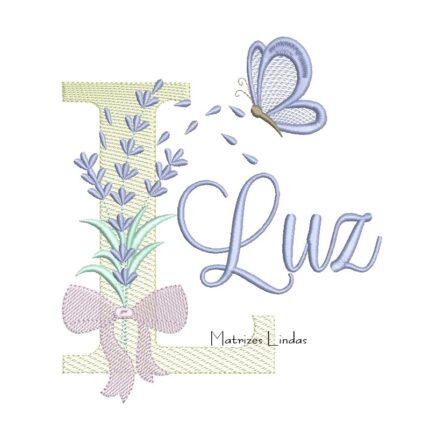 Matriz de Bordado - Nome Luz Lavanda com Laço