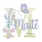 Matriz de Bordado - Nome Maitê Lavanda com Laço