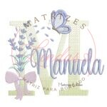 Matriz de Bordado - Nome Manuela Lavanda com Laço