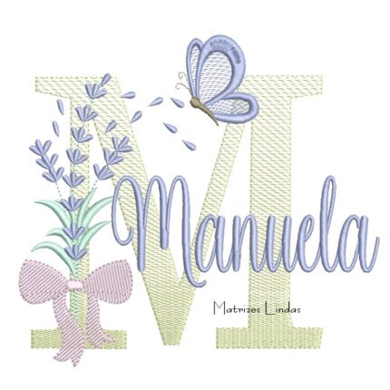 Matriz de Bordado - Nome Manuela Lavanda com Laço