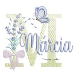 Matriz de Bordado - Nome Márcia Lavanda com Laço