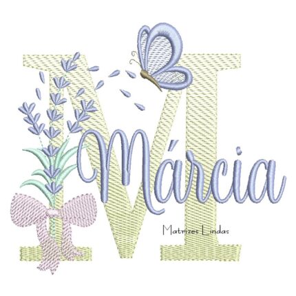 Matriz de Bordado - Nome Márcia Lavanda com Laço
