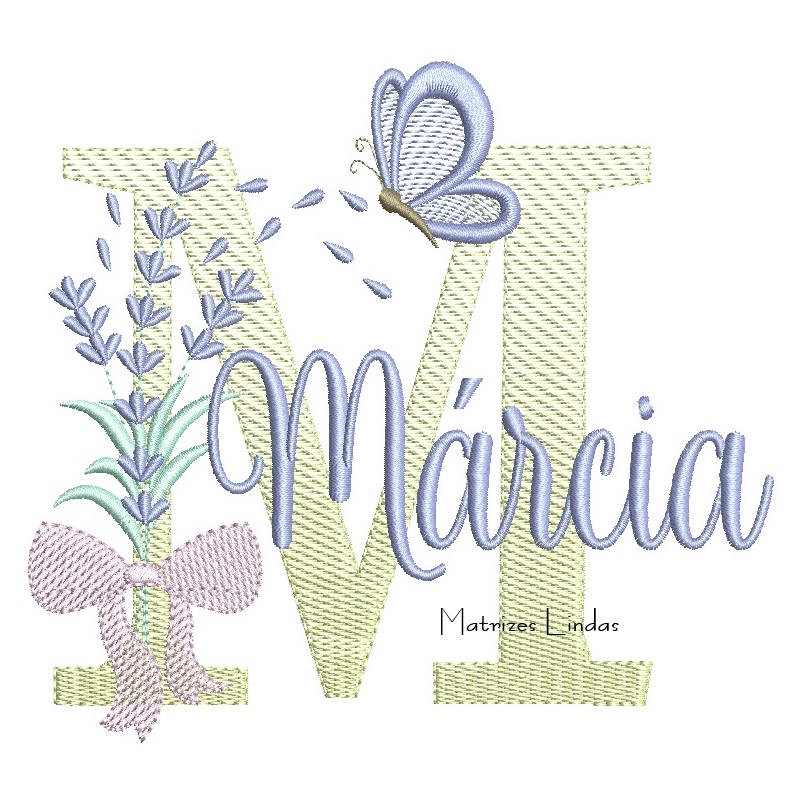 Matriz de Bordado - Nome Márcia Lavanda com Laço Matriz de Bordado - Nome Márcia Lavanda com Laço
