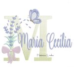 Matriz de Bordado - Nome Maria Cecília Lavanda com Laço