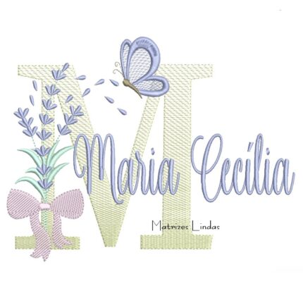 Matriz de Bordado - Nome Maria Cecília Lavanda com Laço
