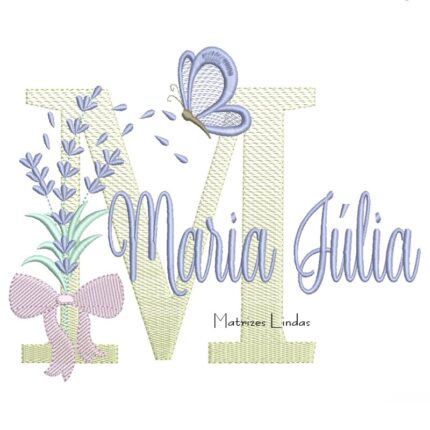 Matriz de Bordado - Nome Maria Júlia Lavanda com Laço