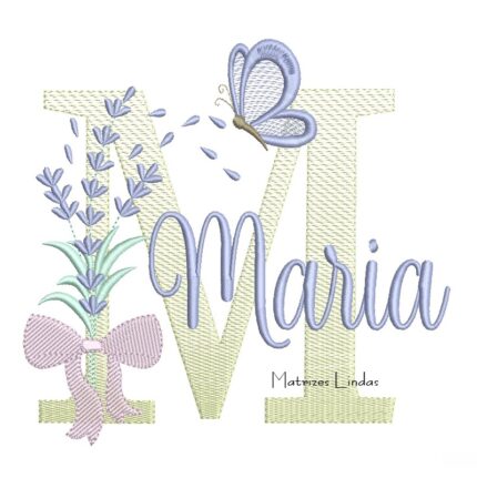 Matriz de Bordado - Nome Maria Lavanda com Laço