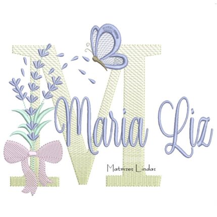 Matriz de Bordado - Nome Maria Liz Lavanda com Laço