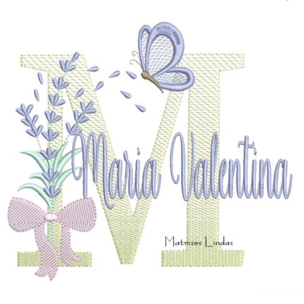 Matriz de Bordado - Nome Maria Valentina Lavanda com Laço