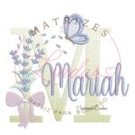 Matriz de Bordado - Nome Mariah Lavanda com Laço