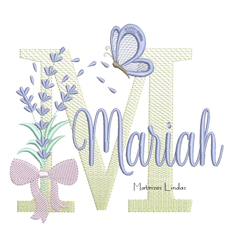 Matriz de Bordado - Nome Mariah Lavanda com Laço Matriz de Bordado - Nome Mariah Lavanda com Laço