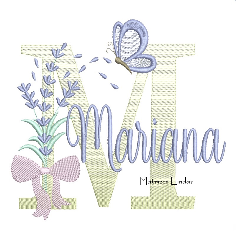 Matriz de Bordado - Nome Mariana Lavanda com Laço Matriz de Bordado - Nome Mariana Lavanda com Laço