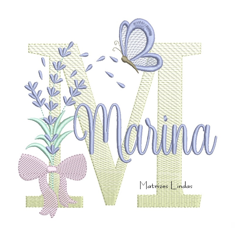 Matriz de Bordado - Nome Marina Lavanda com Laço Matriz de Bordado - Nome Marina Lavanda com Laço