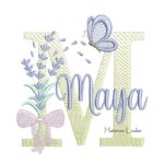 Matriz de Bordado - Nome Maya Lavanda com Laço