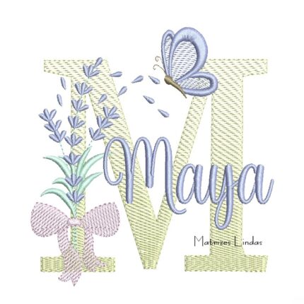 Matriz de Bordado - Nome Maya Lavanda com Laço