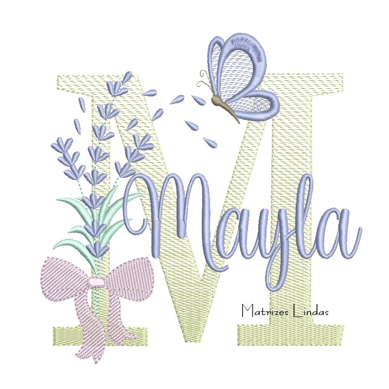 Matriz de Bordado - Nome Mayla Lavanda com Laço Matriz de Bordado - Nome Mayla Lavanda com Laço