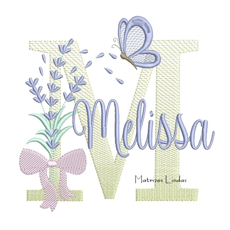 Matriz de Bordado - Nome Melissa Lavanda com Laço Matriz de Bordado - Nome Melissa Lavanda com Laço