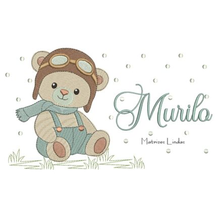 Matriz de Bordado - Nome Murilo com Ursinho Poá
