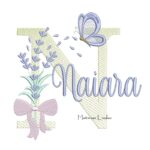 Matriz de Bordado - Nome Naiara Lavanda com Laço