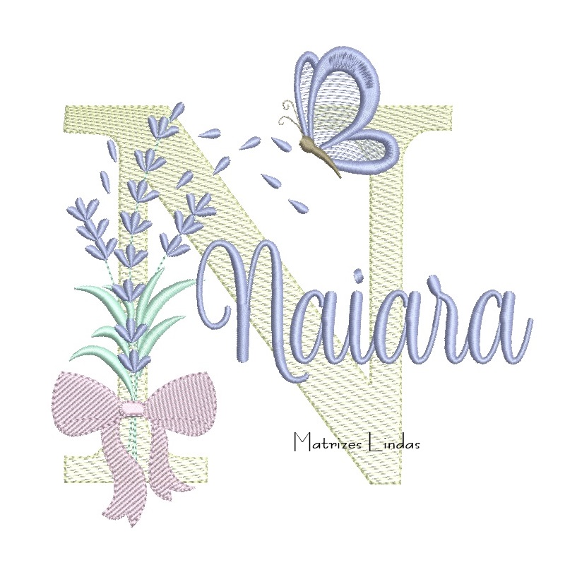 Matriz de Bordado - Nome Naiara Lavanda com Laço Matriz de Bordado - Nome Naiara Lavanda com Laço