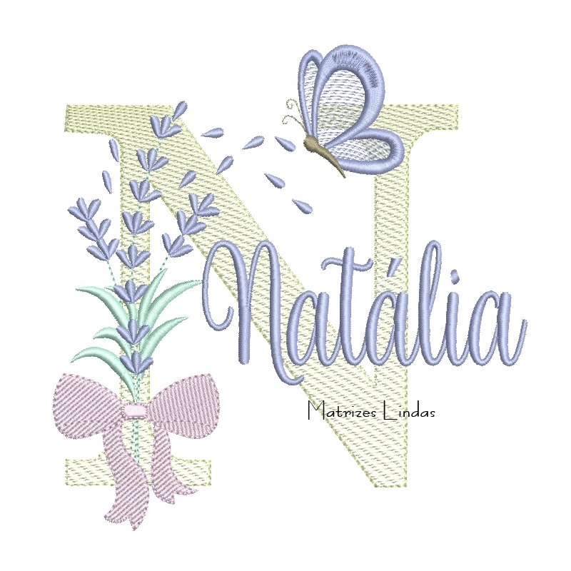 Matriz de Bordado - Nome Natália Lavanda com Laço Matriz de Bordado - Nome Natália Lavanda com Laço