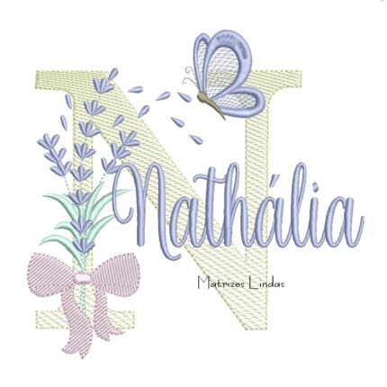Matriz de Bordado - Nome Nathália Lavanda com Laço