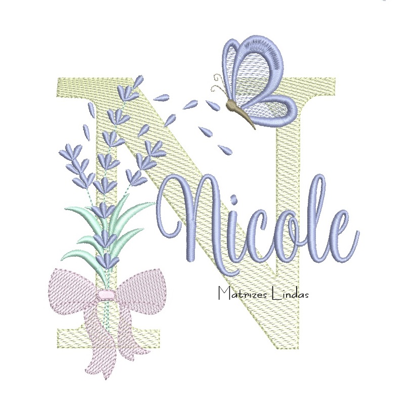 Matriz de Bordado - Nome Nicole Lavanda com Laço Matriz de Bordado - Nome Nicole Lavanda com Laço