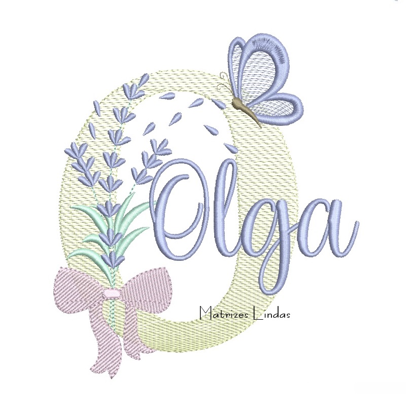 Matriz de Bordado - Nome Olga Lavanda com Laço Matriz de Bordado - Nome Olga Lavanda com Laço