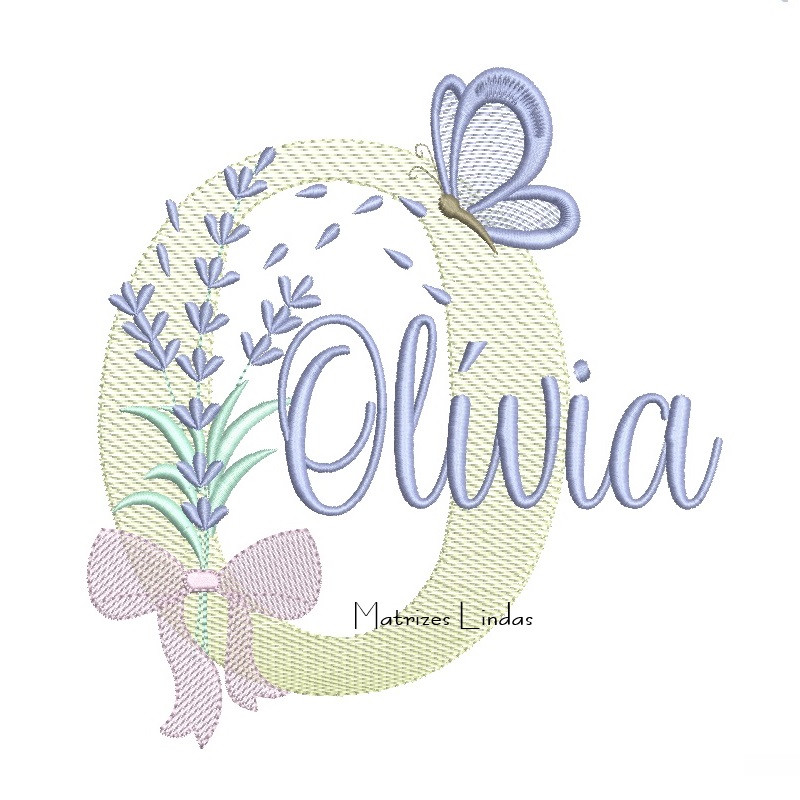 Matriz de Bordado - Nome Olívia Lavanda com Laço Matriz de Bordado - Nome Olívia Lavanda com Laço